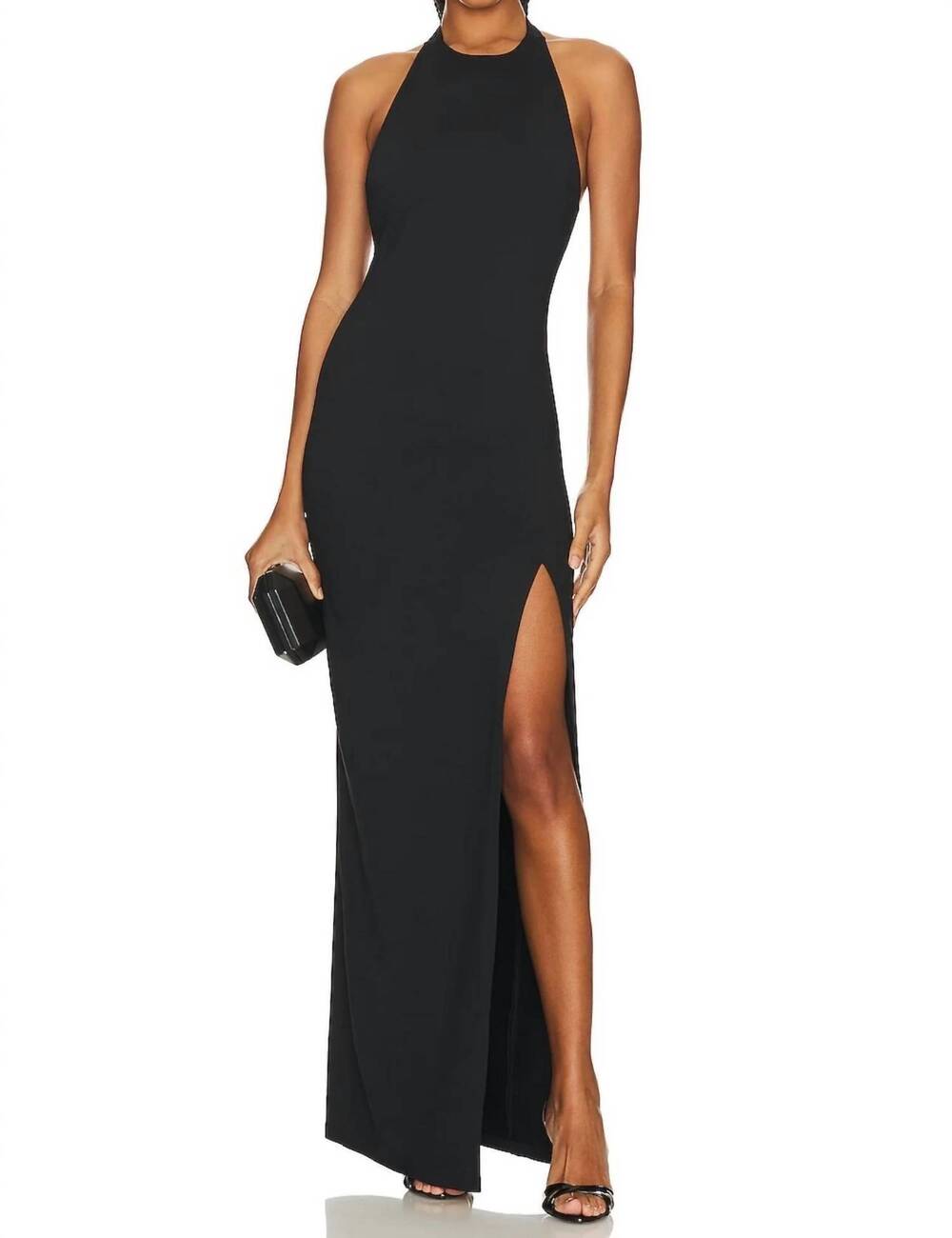 NEW SUSANA MONACO women's open back halter cocktail dress in black